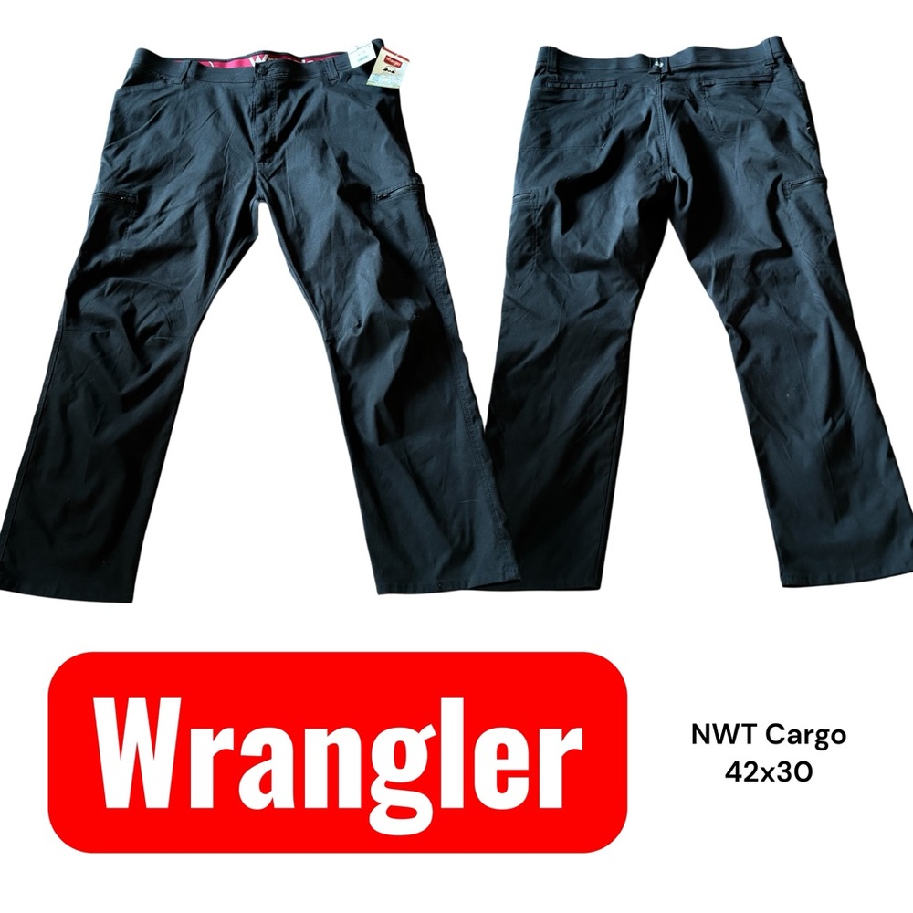 👛 (ANY 2/$30) NWT WRANGLER Straight Fit Performance Zip Cargo Pants 42x30